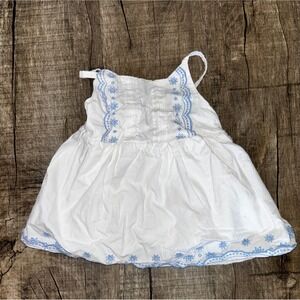 Nautica Baby Girls White Blue Floral Embroidered Sleeveless Top 18M Cotton